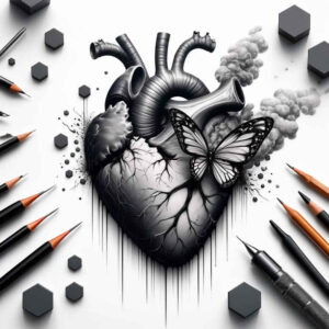 hearts tattoo design ideas dreamlike anatomy detail for hip