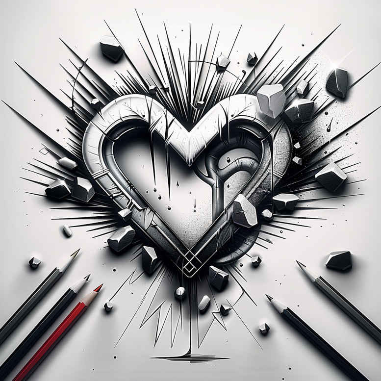 hearts tattoo design ideas ambiguous space bold outlines shows endurance