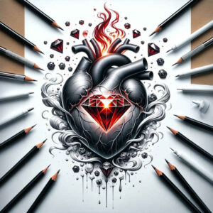 hearts tattoo design ideas luminous glowing symbol of determination