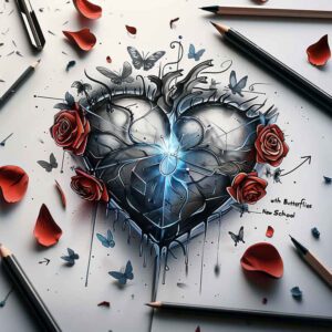 hearts tattoo design ideas color depth glowing symbolising endurance
