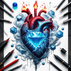 hearts tattoo design ideas decorative detail heart with wings for lower chest