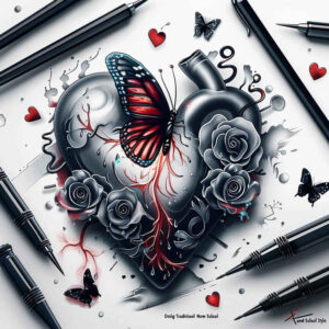hearts tattoo design ideas Surrealism hallucinogenic love symbol for arm