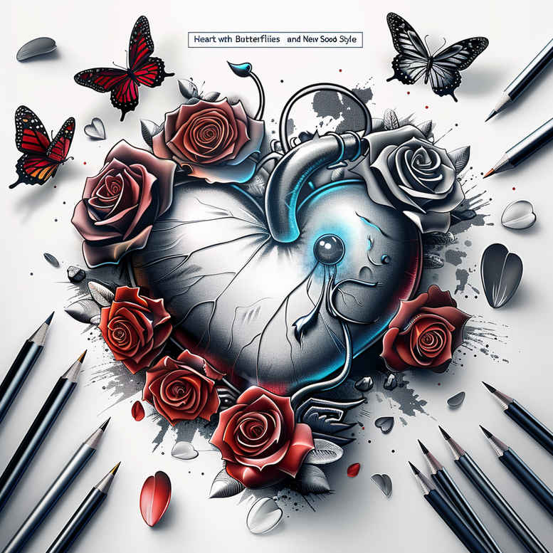 hearts tattoo design ideas sharp-focus sacred heart for upper arm