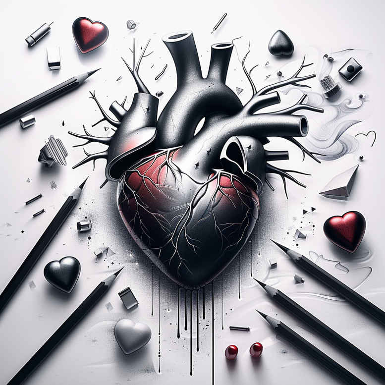 hearts tattoo design ideas deep blacks strong embodying endurance