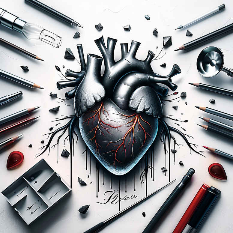 hearts tattoo design ideas Surrealism metaphysical tribal heart for calf