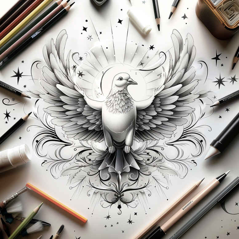 divine-presence – tattoo design ideas free ai generated – neotraditional-textural-detail – for-biceps – Gallery: holy-spirit-inkby-ai