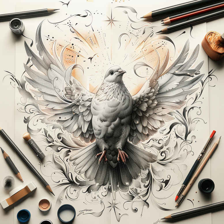 divine-spirit-heart – tattoo design ideas free ai generated – surrealism-transcendent – for-back – Gallery: holy-spirit-inkby-ai
