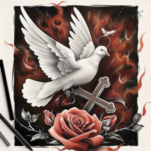 dove-symbol – tattoo design ideas free ai generated – neotraditional-vivid-detail – for-shoulder – Gallery: holy-spirit-inkby-ai