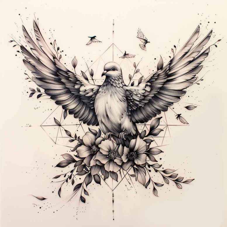 spirit-holiness – tattoo design ideas free ai generated – neotraditional-bold-color-blocks – for-upper-back – Gallery: holy-spirit-inkby-ai