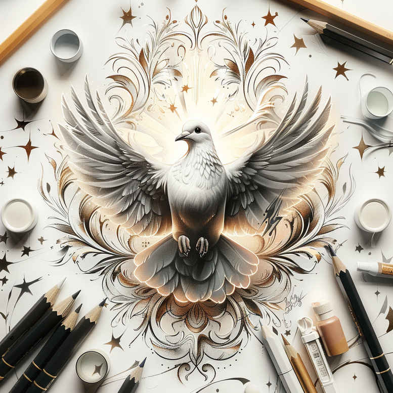 spirit-holiness – tattoo design ideas free ai generated – surrealism-hyperreal – for-temple – Gallery: holy-spirit-inkby-ai