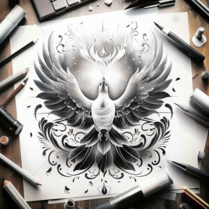spirit-of-peace – tattoo design ideas free ai generated – realism-light-play – for-behind-ear – Gallery: holy-spirit-inkby-ai