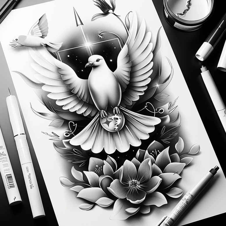 spirit-of-power – tattoo design ideas free ai generated – realism-crisp-detail – for-biceps – Gallery: holy-spirit-inkby-ai