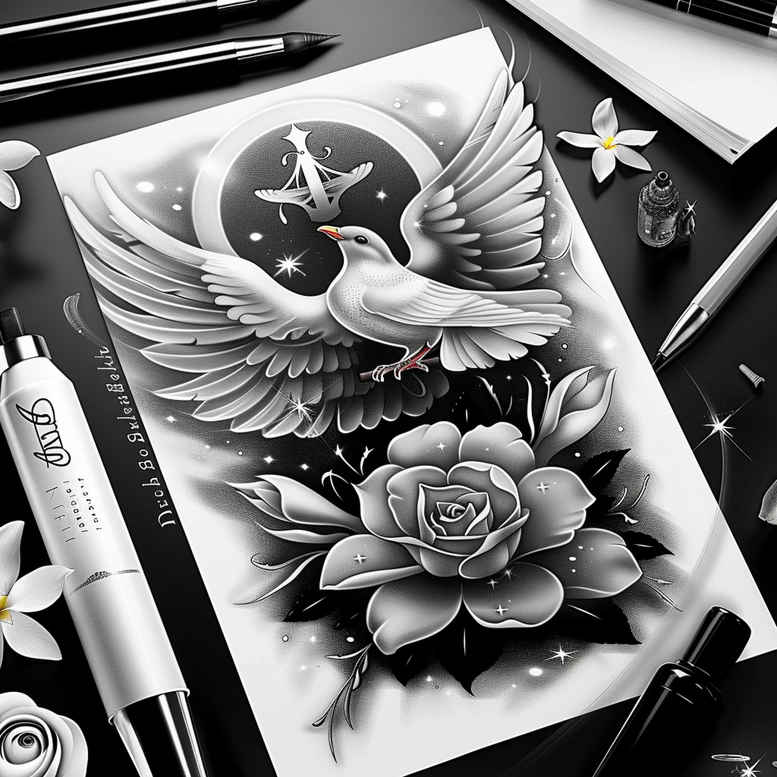 spiritual-care – tattoo design ideas free ai generated – neotraditional-artful-color – for-upper-chest – Gallery: holy-spirit-inkby-ai