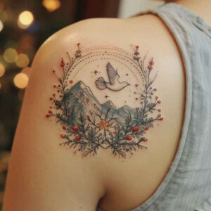 spiritual-light-tattoo – tattoo design ideas free ai generated – surrealism-chromatic-aberration – for-shoulder – Gallery: holy-spirit-inkby-ai