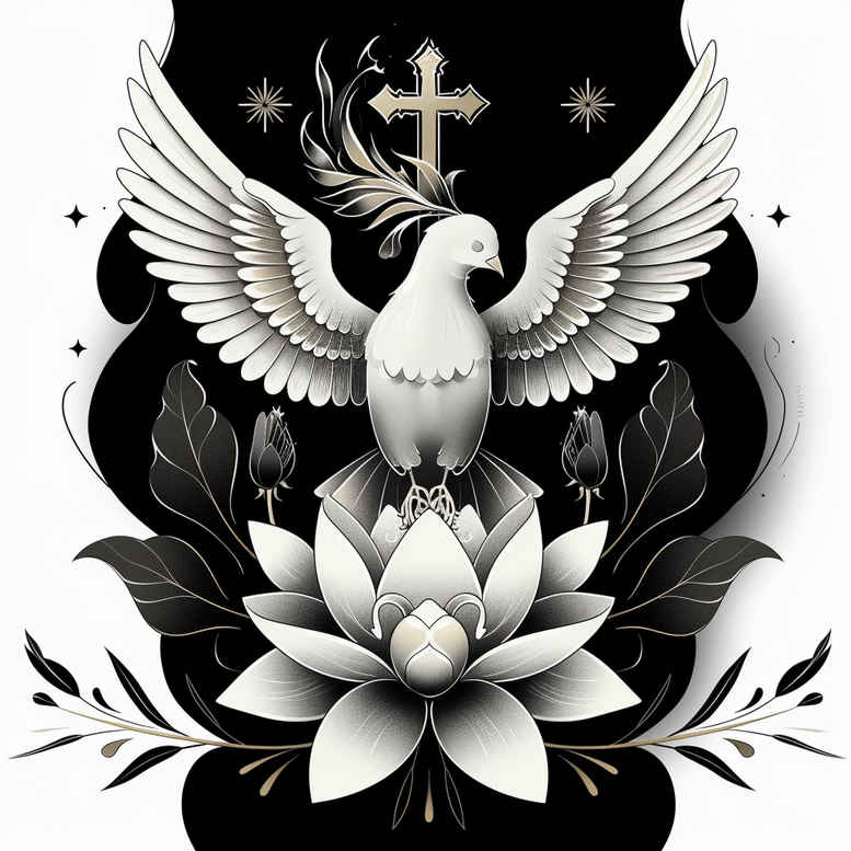 spiritual-presence – tattoo design ideas free ai generated – neotraditional-bold-texture – for-upper-back – Gallery: holy-spirit-inkby-ai