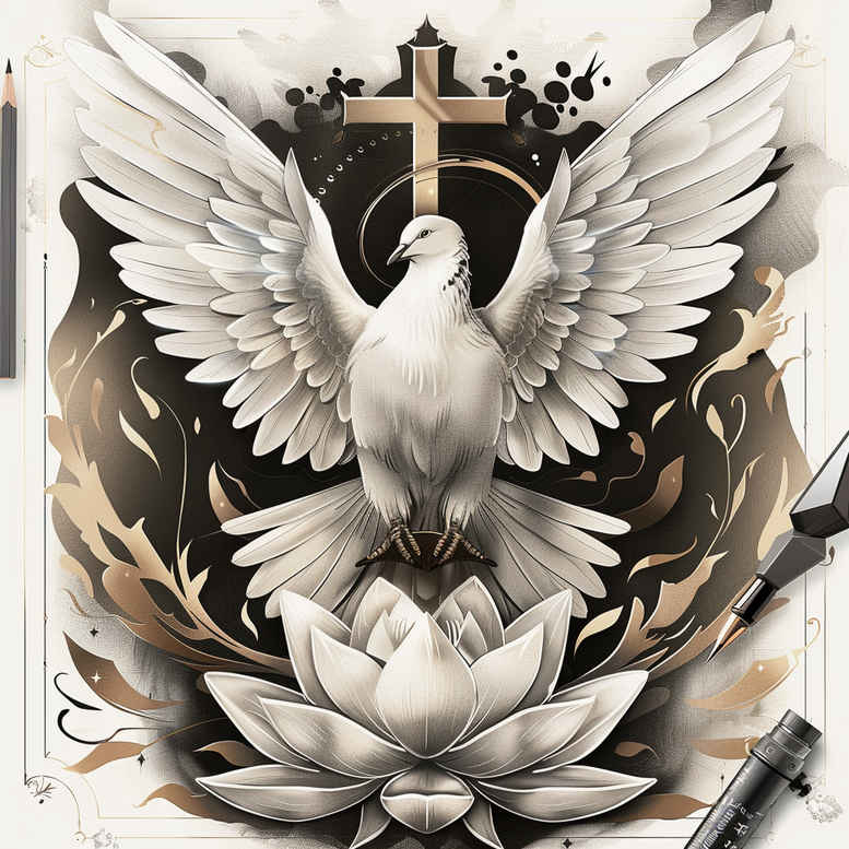 spiritual-presence – tattoo design ideas free ai generated – realism-dimensional-ink – for-hand – Gallery: holy-spirit-inkby-ai