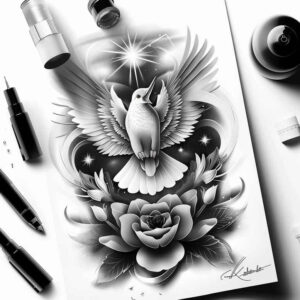 holy-spirit tattoo design ideas saturated hues radiant endurance and power