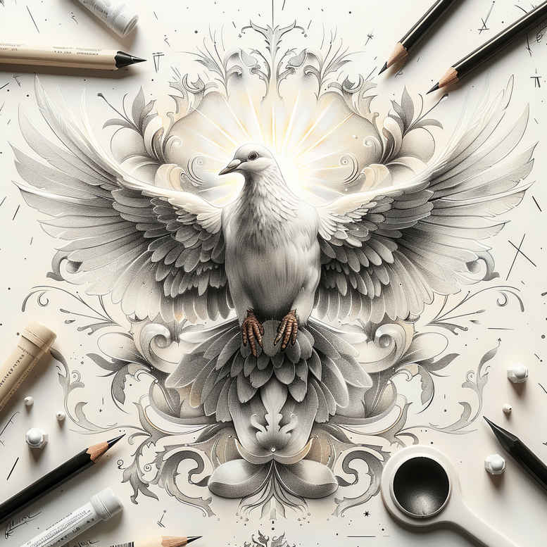 holy-spirit tattoo design ideas naturalistic sacred light symbol of courage