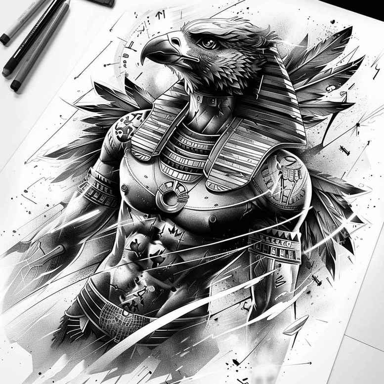 ancient-god-neotraditional-layered-fill-for-abdomen – tattoo design ideas free ai generated – Gallery: horus-inkby-ai