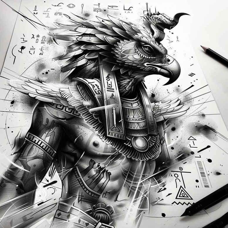 horus-light-neotraditional-modern-classic-for-upper-chest – tattoo design ideas free ai generated – Gallery: horus-inkby-ai
