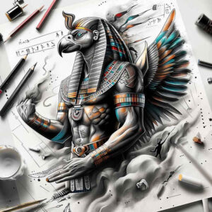 horus-with-ornament-neotraditional-vivid-gradients-for-neck – tattoo design ideas free ai generated – Gallery: horus-inkby-ai