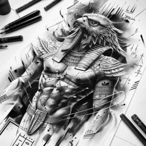 divine-guardian-neotraditional-artistic-contrast-for-neck – tattoo design ideas free ai generated – Gallery: horus-inkby-ai