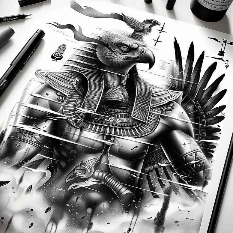 falcon-god-realism-anatomical-accuracy-for-elbow – tattoo design ideas free ai generated – Gallery: horus-inkby-ai