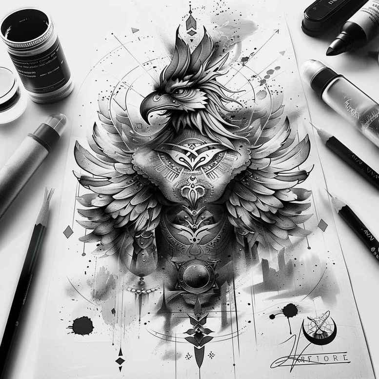 horus tattoo design ideas dynamic shapes protection motif for hip