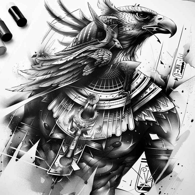 horus tattoo design ideas Realism realistic wrinkles ruler meaning strength