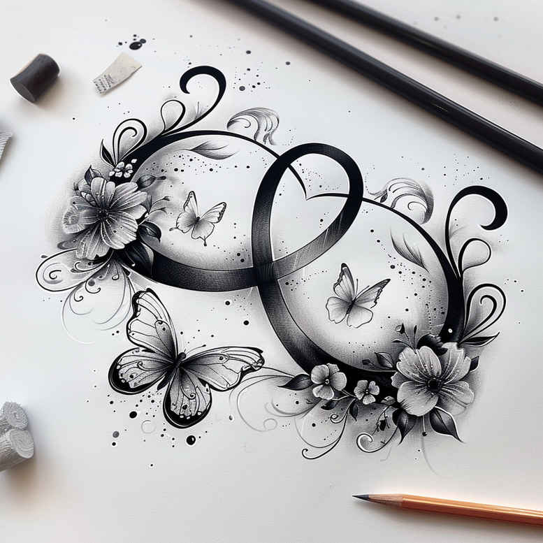 infinity-with-stars-no-shading-for-elbow – tattoo design ideas free ai generated – Gallery: infinity-signs-inkby-ai