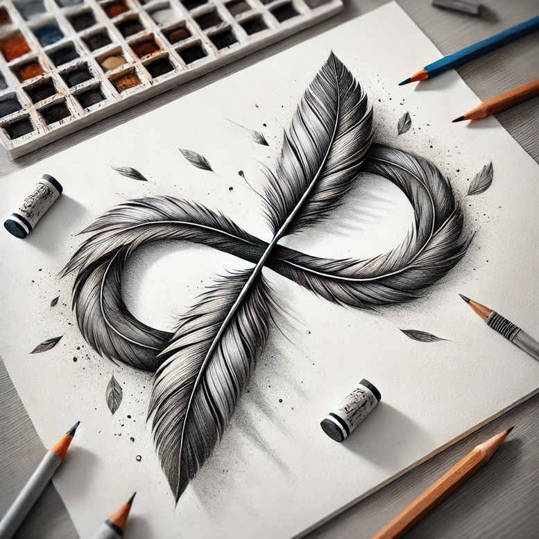 infinity-with-feathers-symbolic-for-wrist – tattoo design ideas free ai generated – Gallery: infinity-signs-inkby-ai