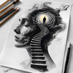 Surrealistyczne postacie - Free tattoo design ideas ai genereted - inkby.ai