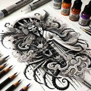 Surrealistyczne postacie - Free tattoo design ideas ai genereted - inkby.ai