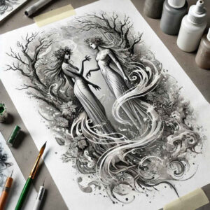 Surrealistyczne postacie - Free tattoo design ideas ai genereted - inkby.ai