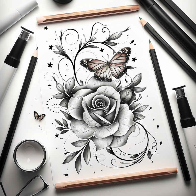 Motyle ćmy ważki - Free tattoo design ideas ai genereted - inkby.ai