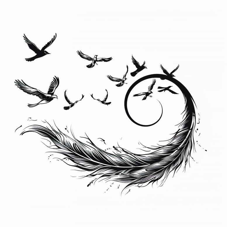 Piórka - Free tattoo design ideas ai genereted - inkby.ai