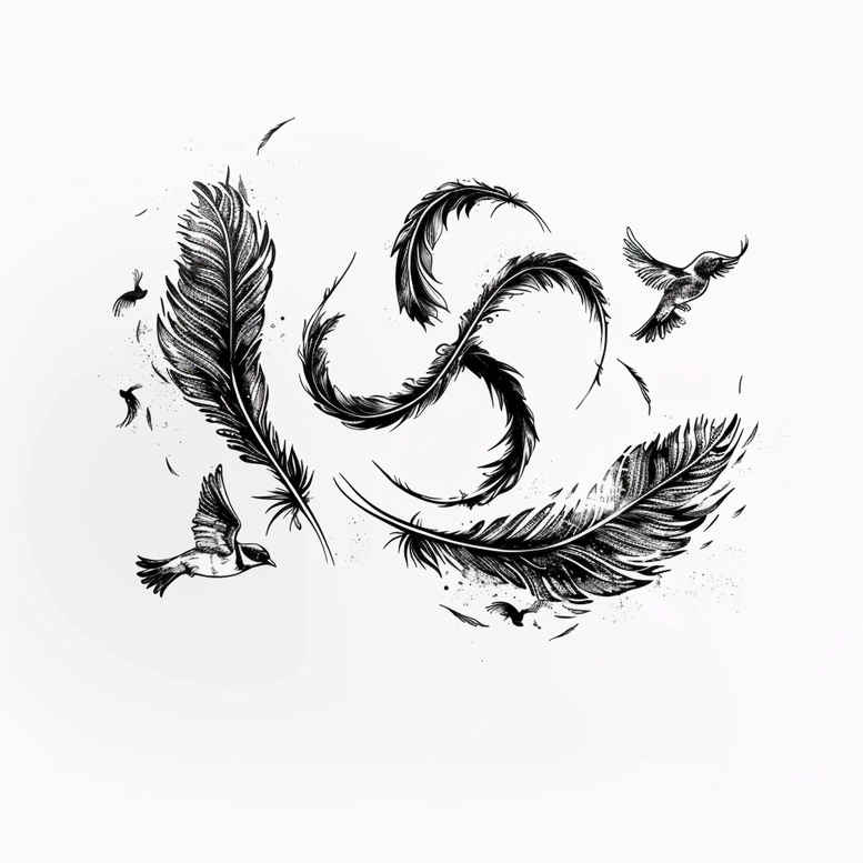 Piórka - Free tattoo design ideas ai genereted - inkby.ai