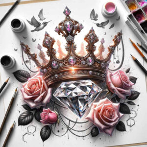 Korony i diamenty - Free tattoo design ideas ai genereted - inkby.ai