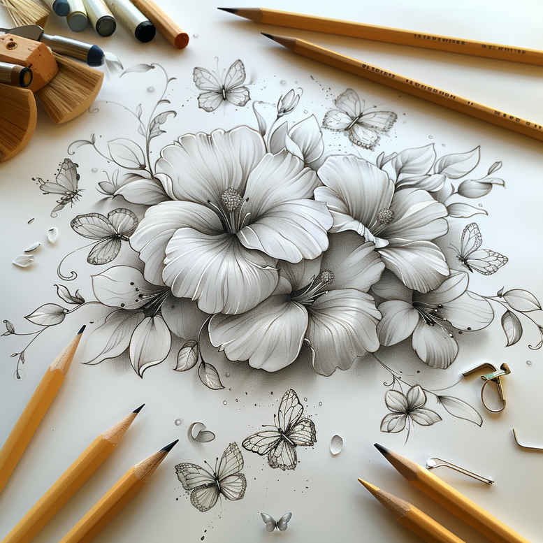 Delikatne kwiaty - Free tattoo design ideas ai genereted - inkby.ai
