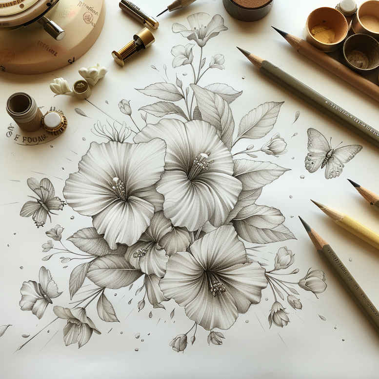 Delikatne kwiaty - Free tattoo design ideas ai genereted - inkby.ai