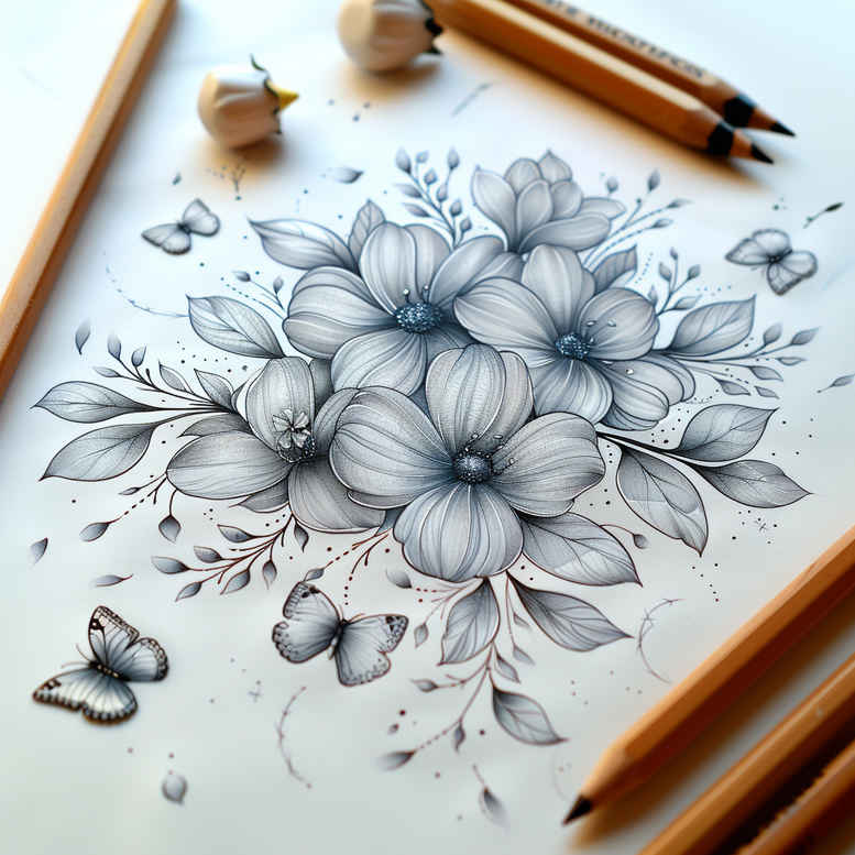 Delikatne kwiaty - Free tattoo design ideas ai genereted - inkby.ai