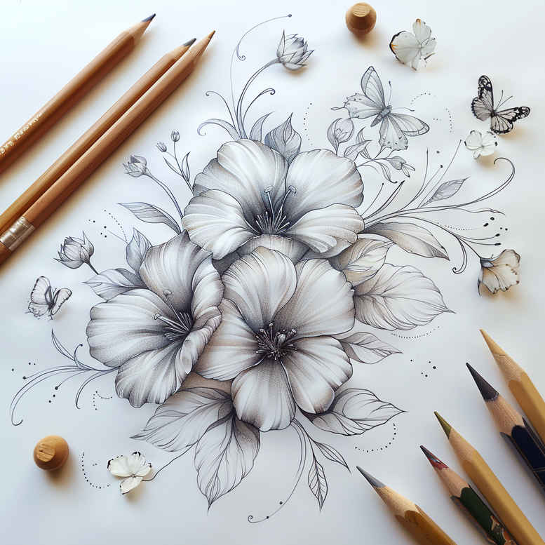 Delikatne kwiaty - Free tattoo design ideas ai genereted - inkby.ai