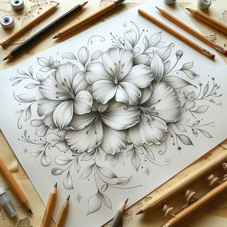 Delikatne kwiaty - Free tattoo design ideas ai genereted - inkby.ai