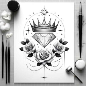 Korony i diamenty - Free tattoo design ideas ai genereted - inkby.ai