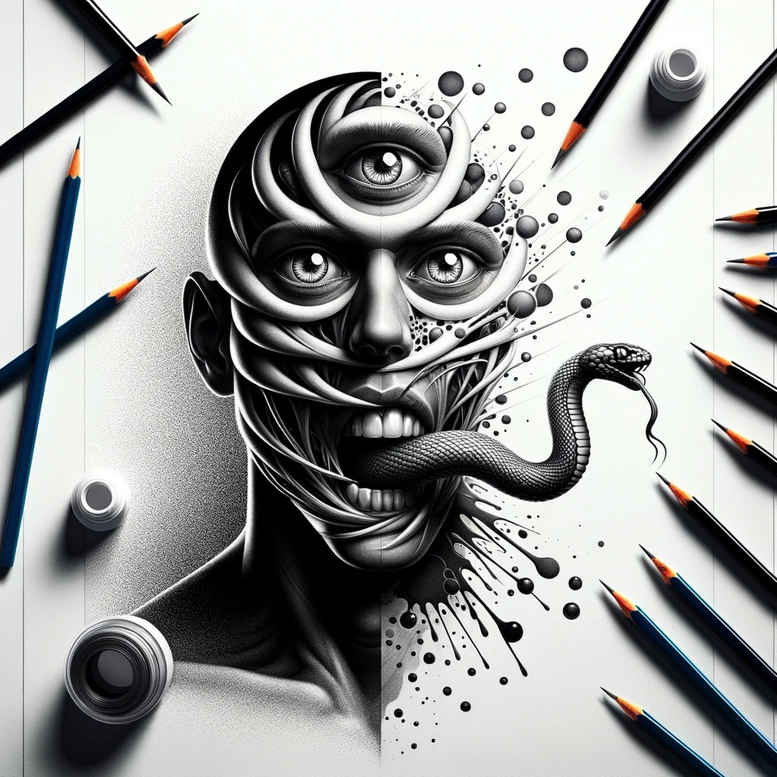 Surrealistyczne postacie - Free tattoo design ideas ai genereted - inkby.ai