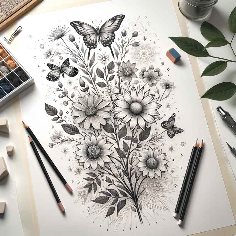 Motyle ćmy ważki - Free tattoo design ideas ai genereted - inkby.ai