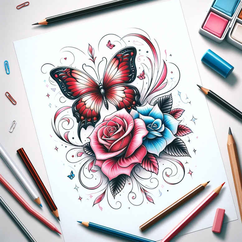 Motyle ćmy ważki - Free tattoo design ideas ai genereted - inkby.ai
