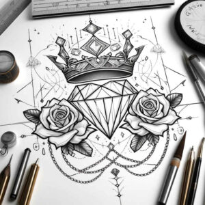 Korony i diamenty - Free tattoo design ideas ai genereted - inkby.ai
