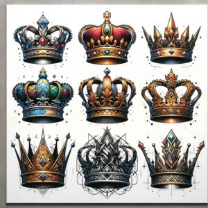 Korony i diamenty - Free tattoo design ideas ai genereted - inkby.ai