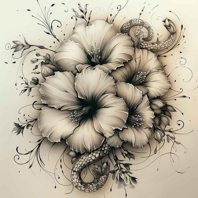Delikatne kwiaty - Free tattoo design ideas ai genereted - inkby.ai